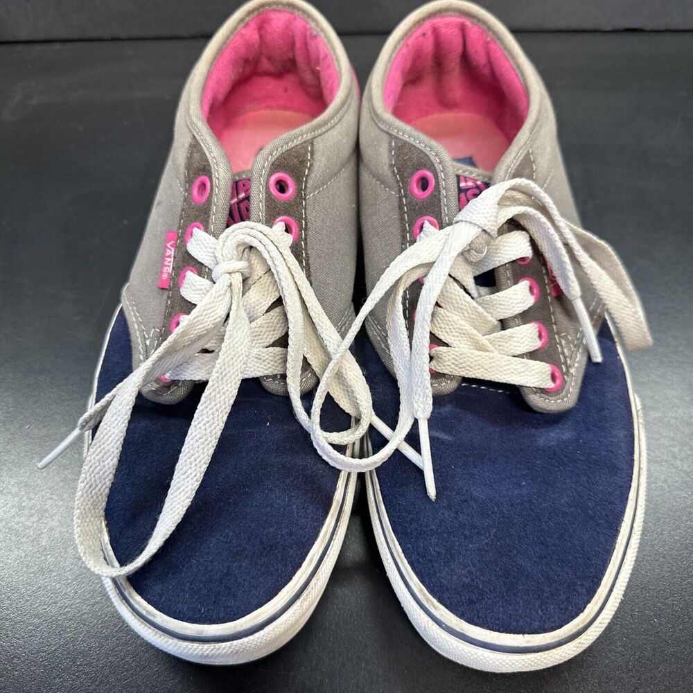 Vans Atwood Women's 3 Tone Blue Gray Pink Canvas Classic Sneaker Shoes Size 8